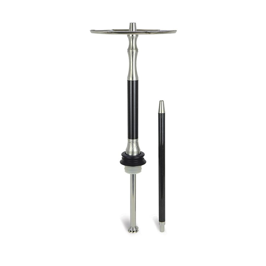 Parviz Silver Stainless Steel Hookah with Carbon Stem - Stainless Steel Hookah Sets | Nargile Malzemesi