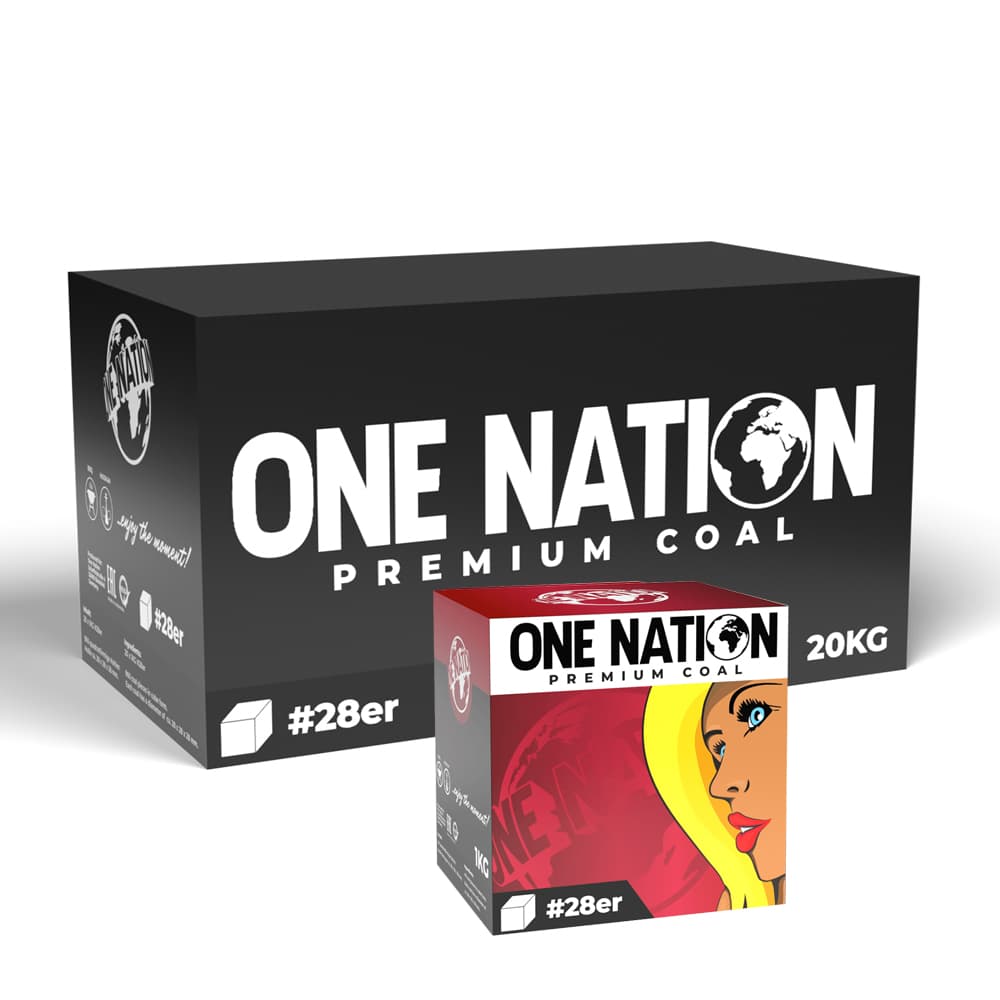 One Nation Natural Coconut Hookah Charcoal 28 mm Cubes 1 kg - Hookah Charcoal | Nargile Malzemesi